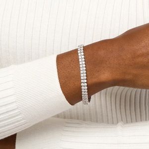 White Sapphire Double Row Tennis Bracelet